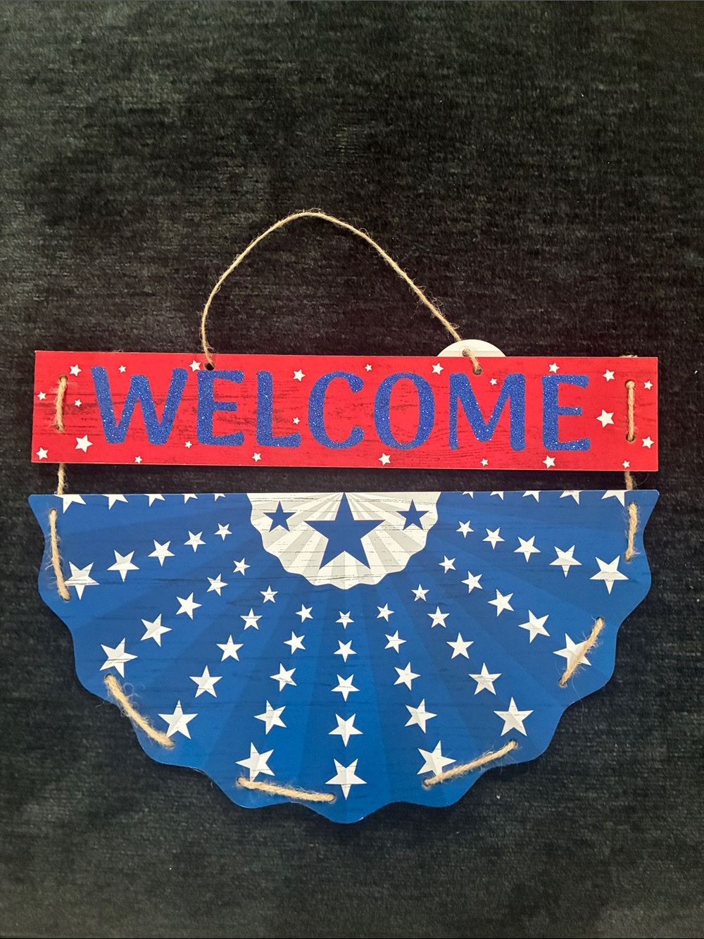 NWT- Glittered Welcome Patriotic Hanging Wall Decoration Sign